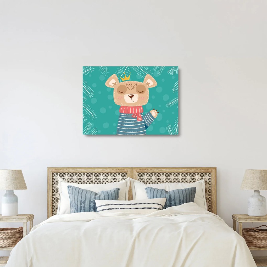Kép - Integető mackó (üvegen) (70x50 cm)