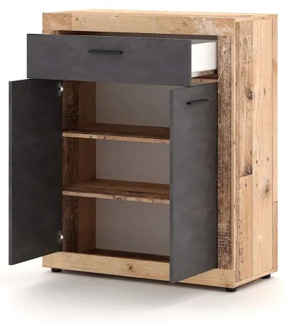 Komód 2 ajtóval és 1 fiókkal Old Style Light / Matera színkombinációban – LUNA2