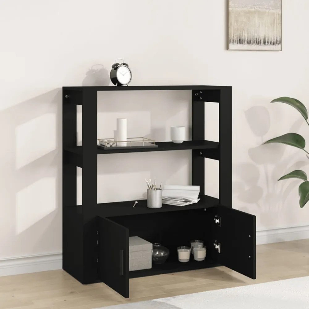 fekete szerelt fa tálalószekrény 80x30x90 cm