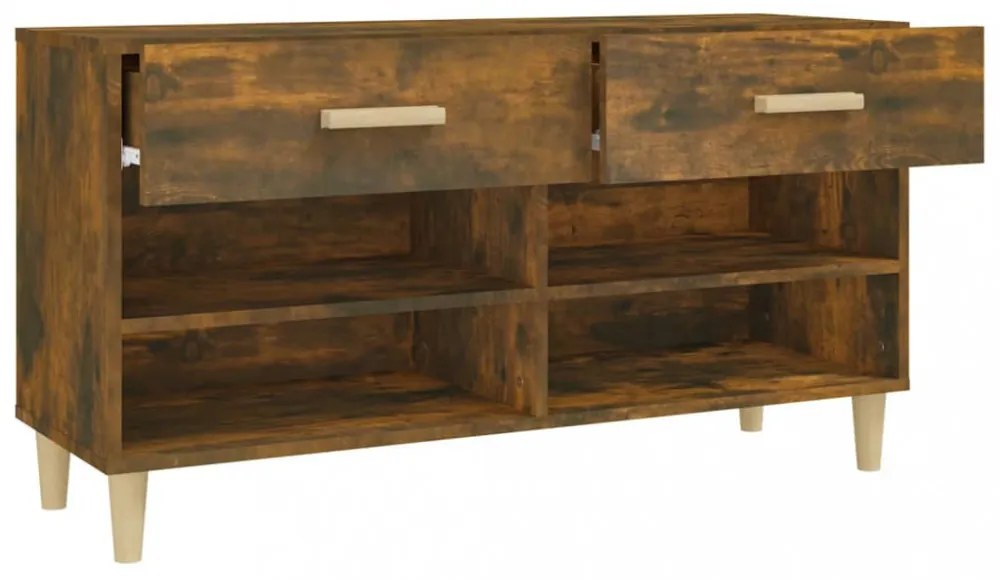 füstös tölgyszínű szerelt fa cipősszekrény 102 x 35 x 55 cm