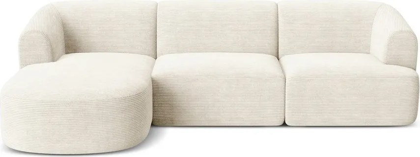 Bézs kordbársony sarokkanapé (bal oldali-heverő résszel) Campi – Cosmopolitan Design