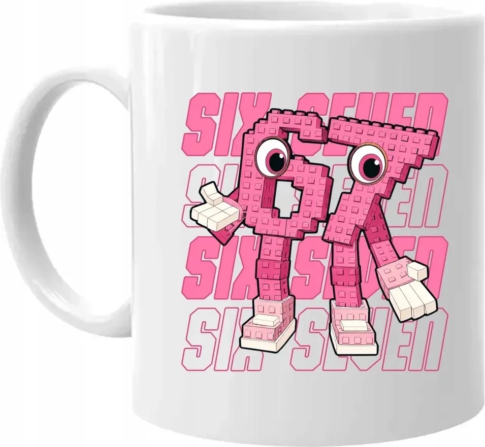 Six seven 67 Brainrot rózsaszín változat Ajándék Bögre Lányomnak