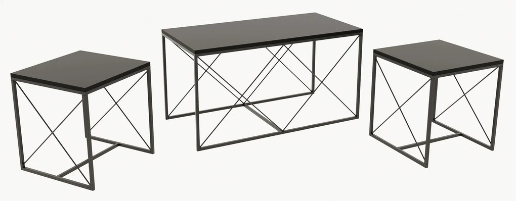 Dohányzóasztal szett Dolphie (antracit + fekete). 1073110