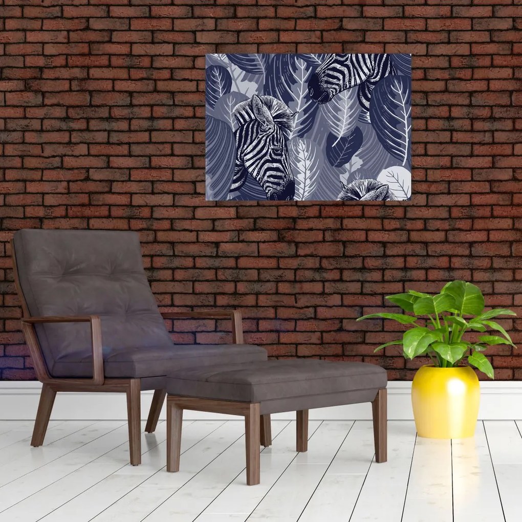 Kép - Kék zebrák (70x50 cm)