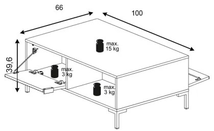 FLOP fekete dohányzóasztal