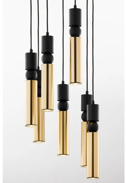 Jupiter 2018 - Csillár zsinóron ALAS 7xGU10/10W/230V arany/fekete