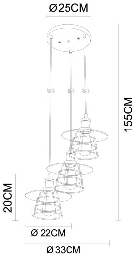 Globo 15086-3H - Csillár VIEJO 3xE27/60W/230V