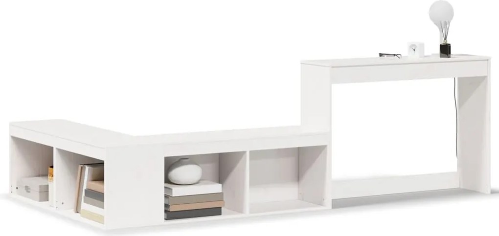 vidaXL fehér tömör fenyőfa éjjeliszekrény íróasztallal 222x107x75 cm