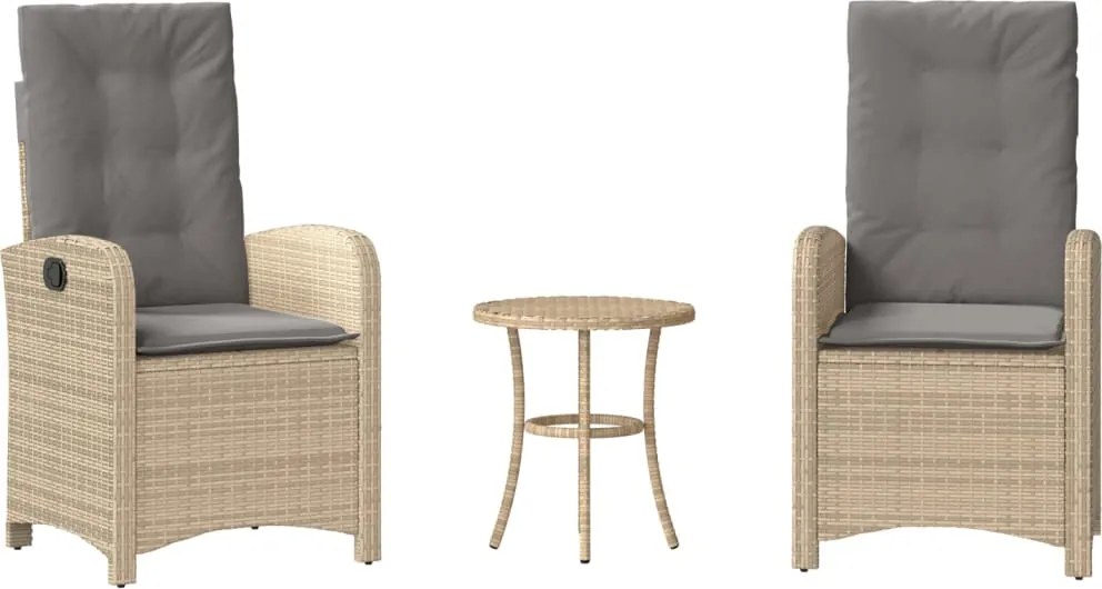 vidaXL 3 részes vegyes bézs polyrattan bisztrógarnitúra párnákkal