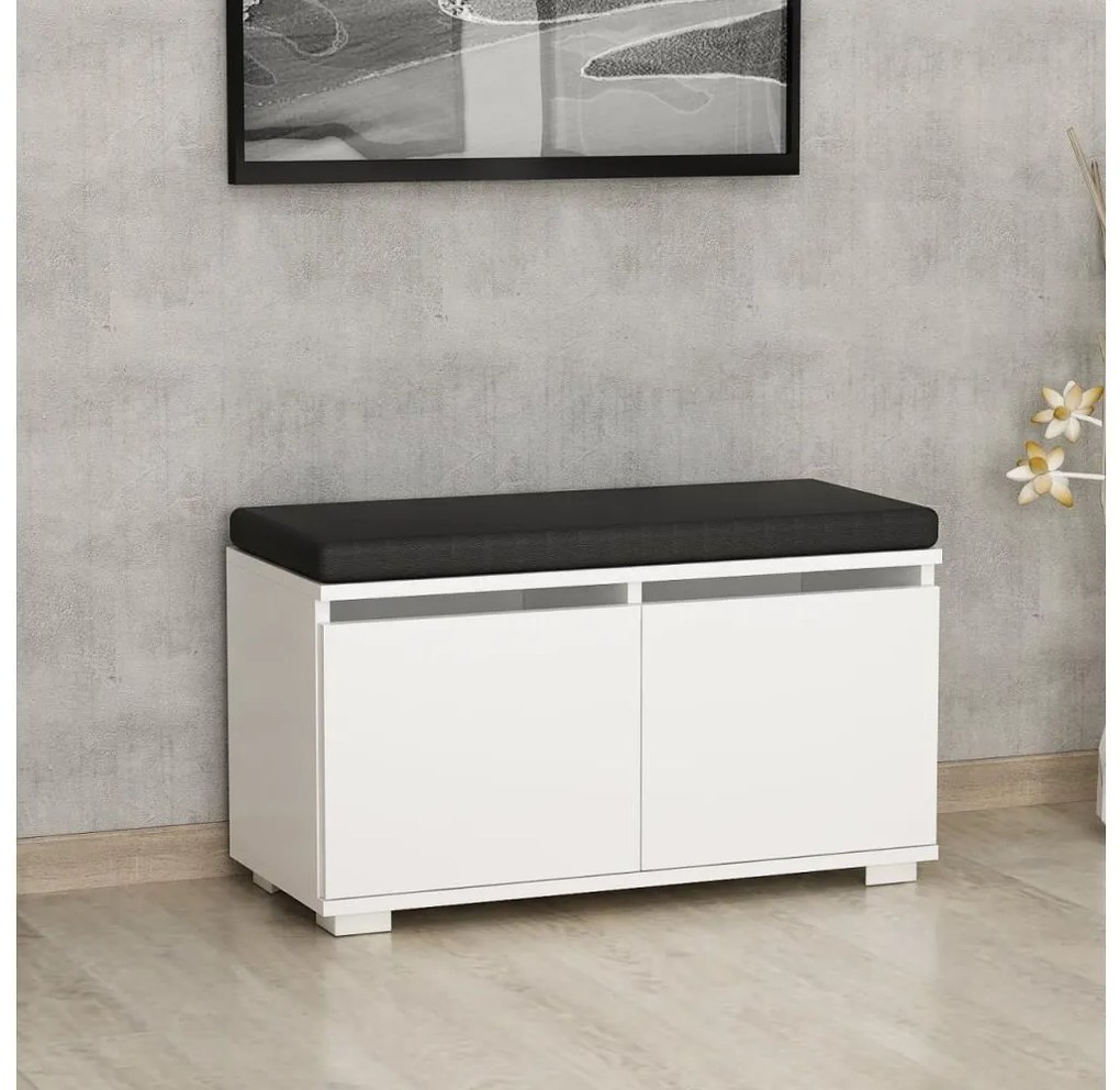 Cipősszekrény DRAGO 42x80 cm fehér/fekete