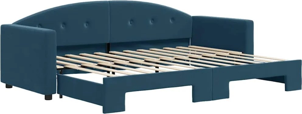 vidaXL kék kihúzható szövet heverő 80 x 200 cm