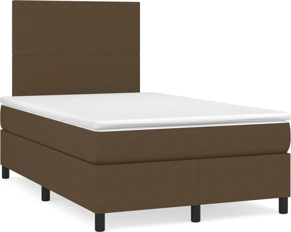 vidaXL sötétbarna szövet rugós ágy matraccal 120 x 200 cm