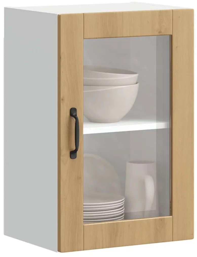 konyhai fali szekrény üvegajtóval Porto" Artisan Oak"