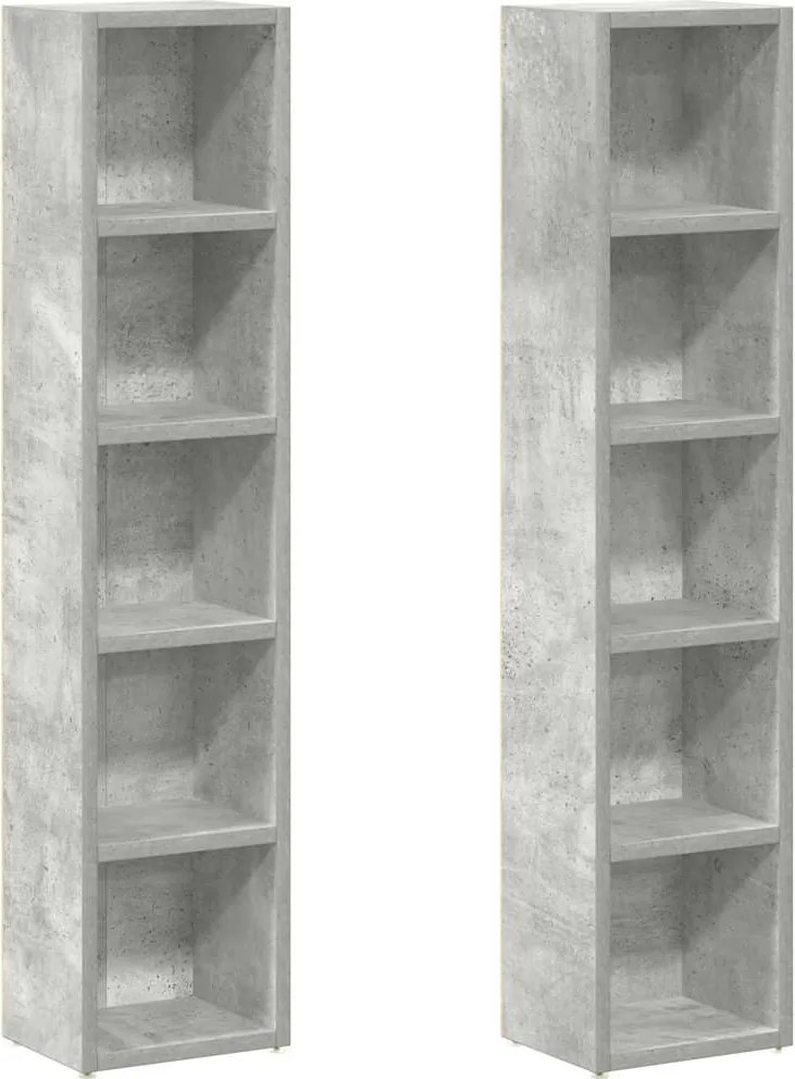 vidaXL 2 db betonszürke forgácslap CD-tartó szekrény 21 x 16 x 93,5 cm