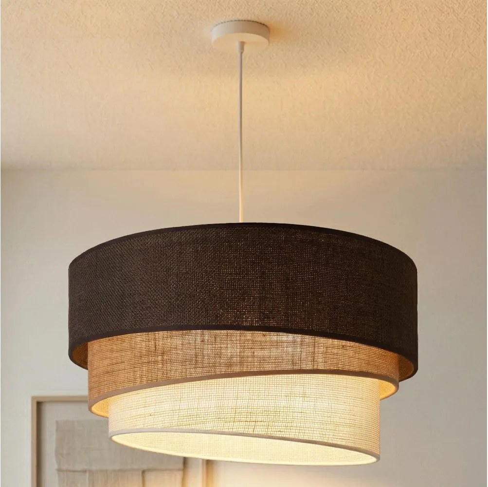 Brilagi - Kábelre szerelt csillár TRIO 3xE27/60W/230V átm. 60 cm barna/bézs/fehér