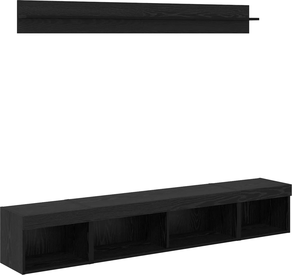 vidaXL TV falit kabinet szett leddel 5 pcs Fekete tölgy Faanyag