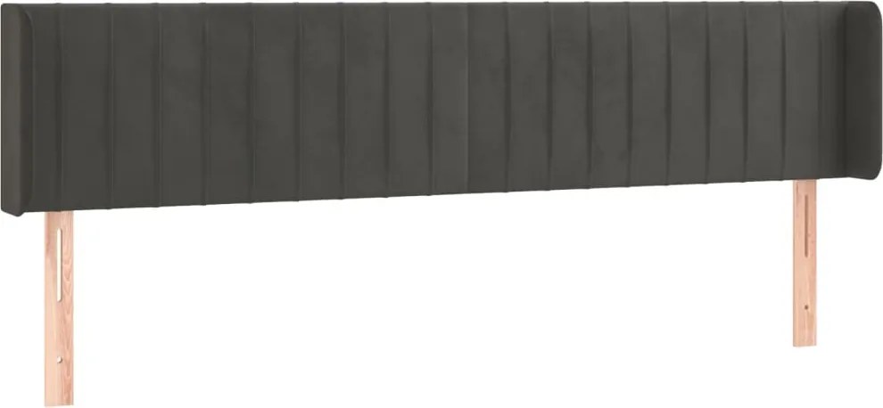 vidaXL sötétszürke bársony szárnyas fejtámla 183x16x78/88 cm