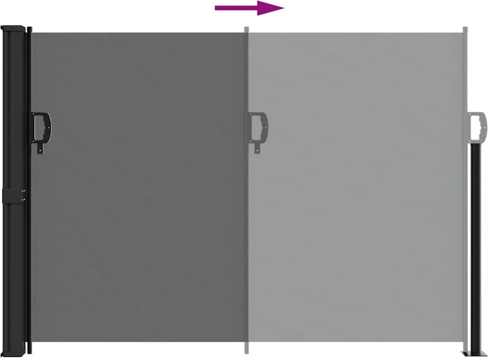 Fekete behúzható oldalsó napellenző 140 x 500 cm
