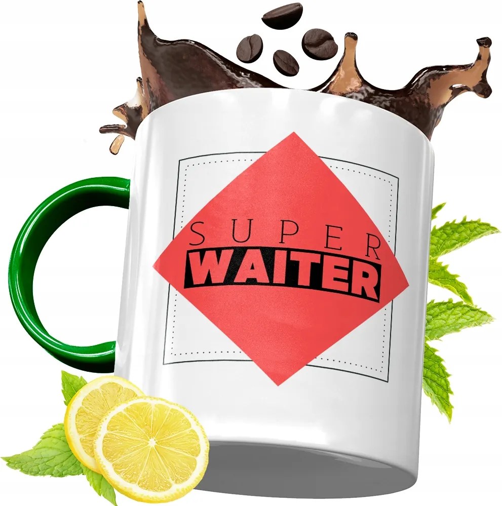 Zöld Bögre Pincérnek Pincérnőnek Ajándék fényképes nyomattal