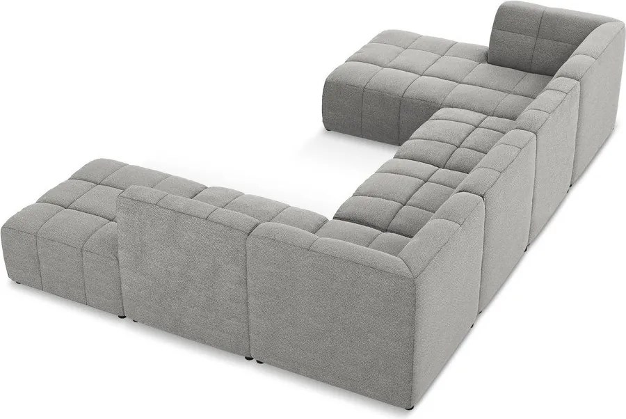 Szürke buklé sarokkanapé (U alakú) Aloha – Makamii