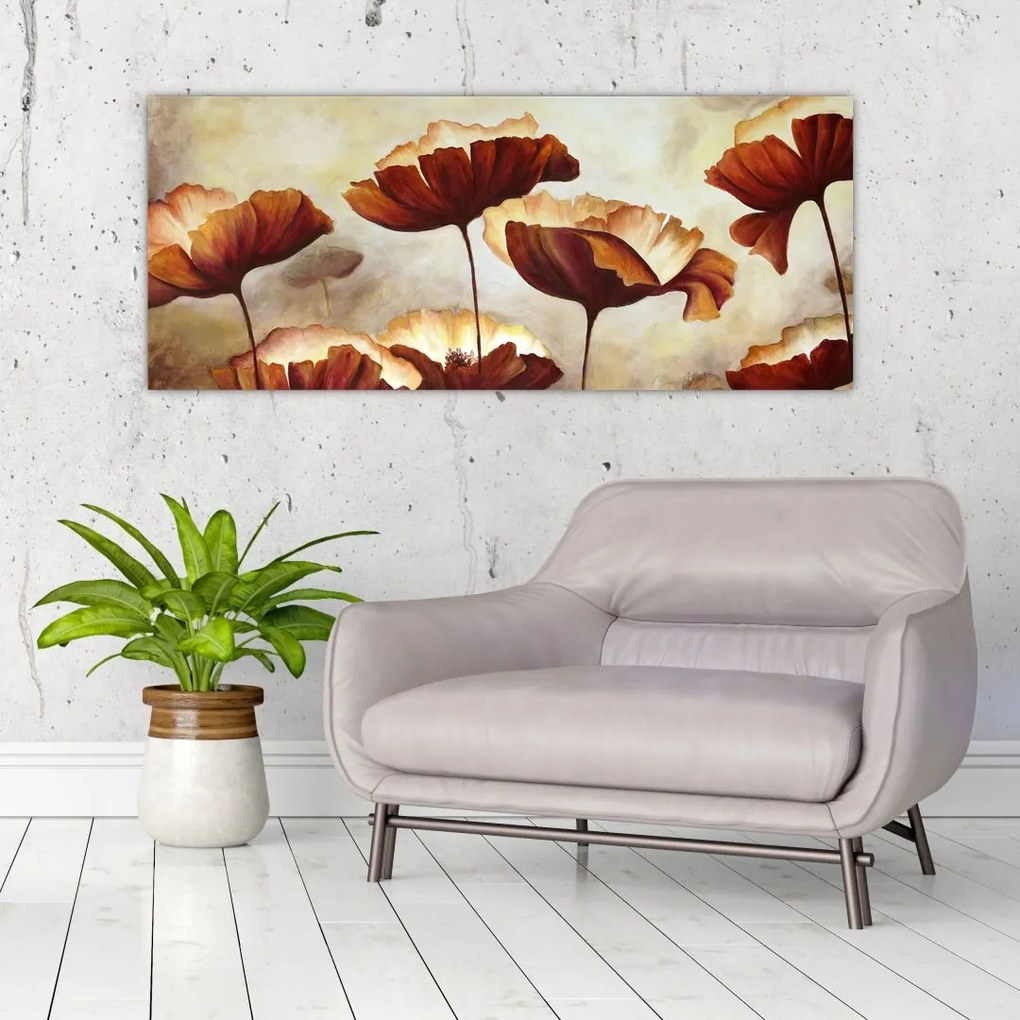 Piros virágok képe (120x50 cm)
