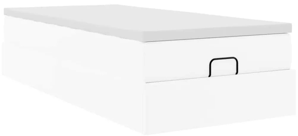 Ottomán ágykeret matraccal Fehér 100x200cm műbőrrel