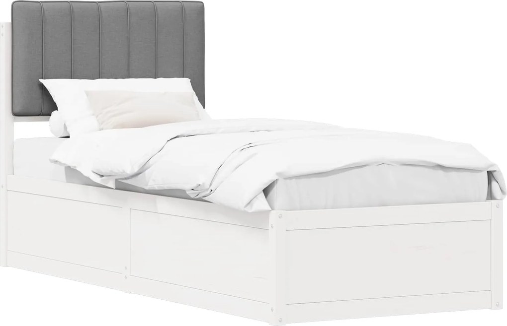 vidaXL Ágykeret Kárpitozott Fejtámlával Világosszürke 75 x 190 cm