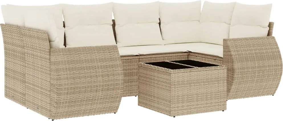 vidaXL 7 részes bézs polyrattan kerti ülőgarnitúra párnákkal