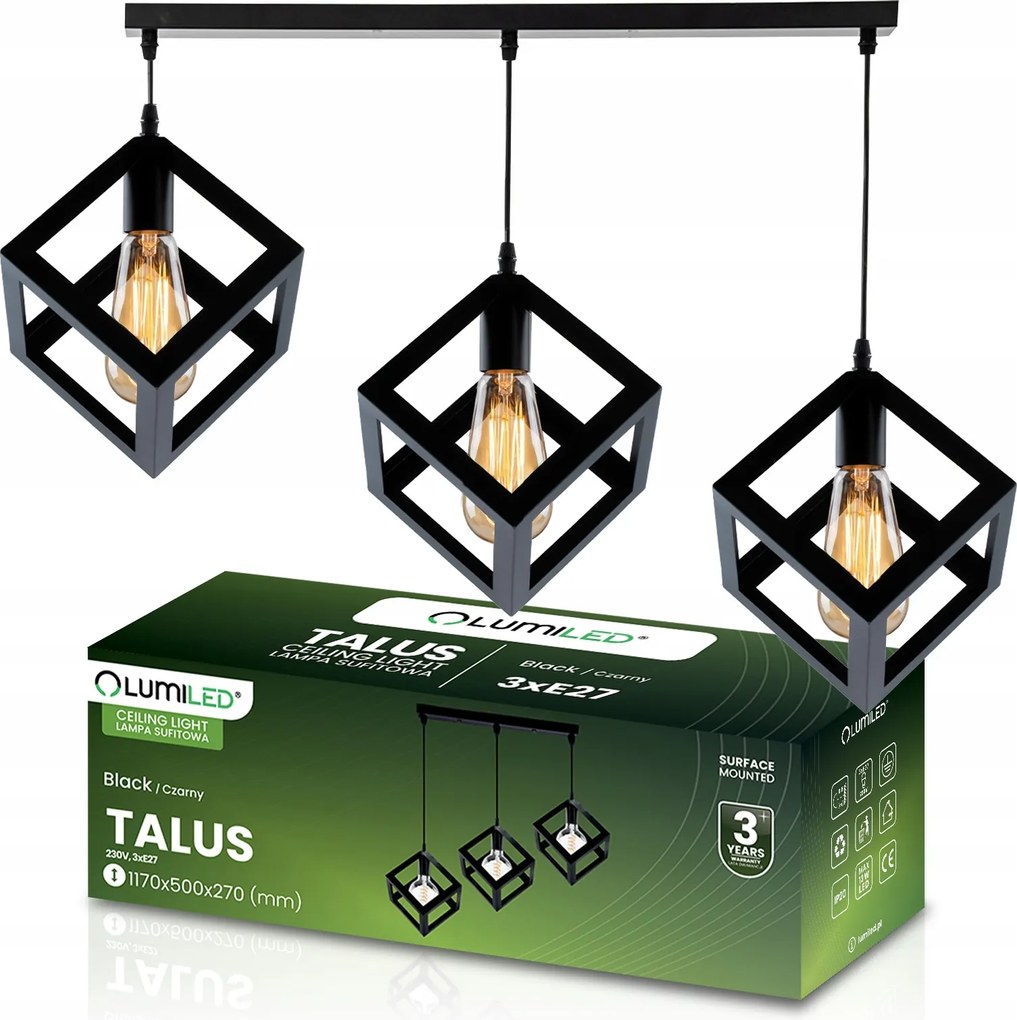 Mennyezeti Függő Lámpa Gyémánt Gyémánt Kocka Csillár Túlnyúlás Led 3x E27 Loft