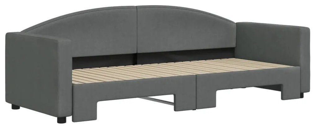 sötétszürke kihúzható szövet heverő 80 x 200 cm