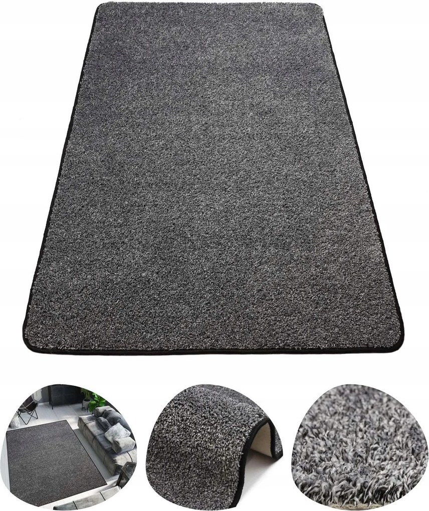 Puha Szőrös Szőnyeg Shaggy Szürke Fekete Melange Tampa Nappaliba 50x100 cm