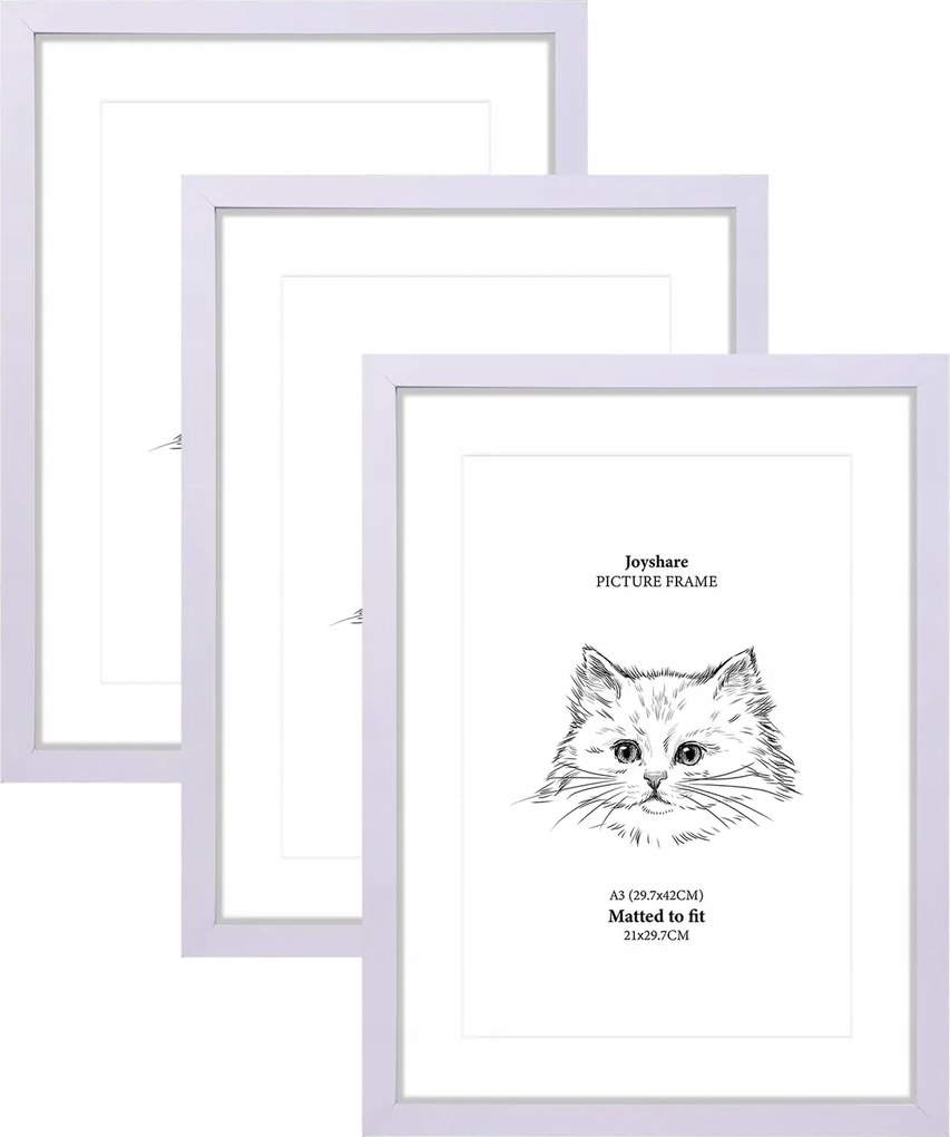 Képkeret A3 képkeret 27,9x42cm Mdf fa 3db fehér