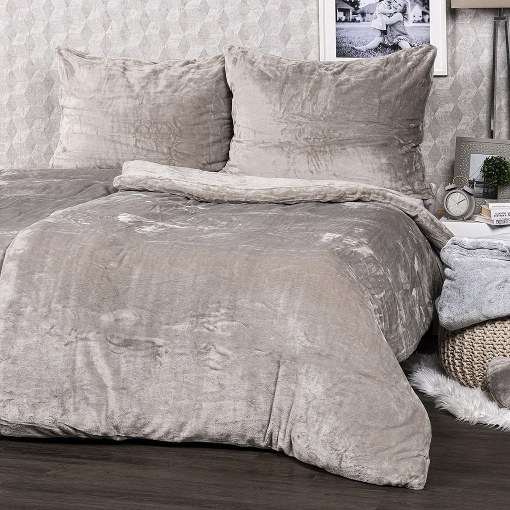 4Home mikroflanel ágyneműhuzat szürke, 160 x 200 cm, 70 x 80 cm, 160 x 200 cm, 70 x 80 cm