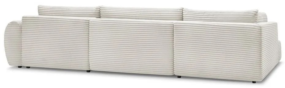 Krémszínű kordbársony kinyitható sarokkanapé (jobb oldali-U alakú) Lucien – Bobochic Paris