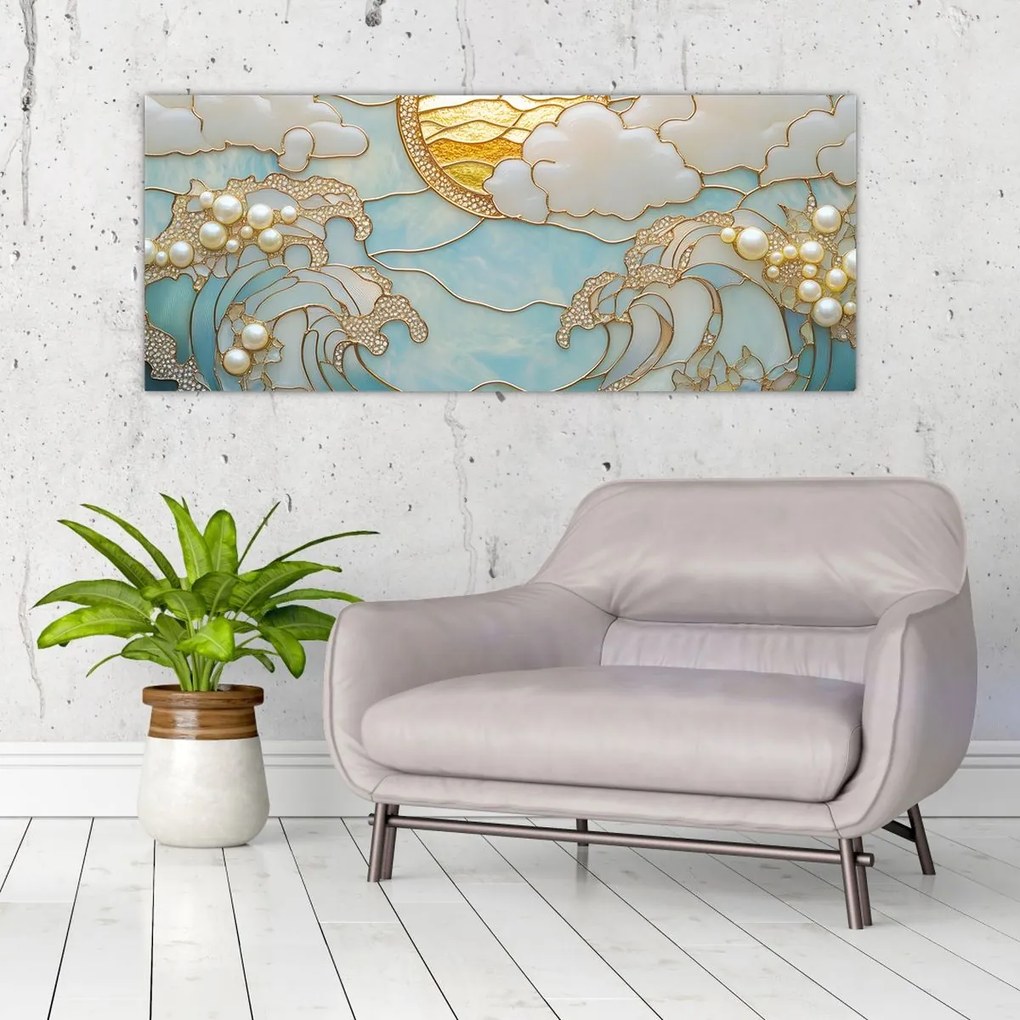 Kép - 3D gyöngyök az óceánban (120x50 cm)