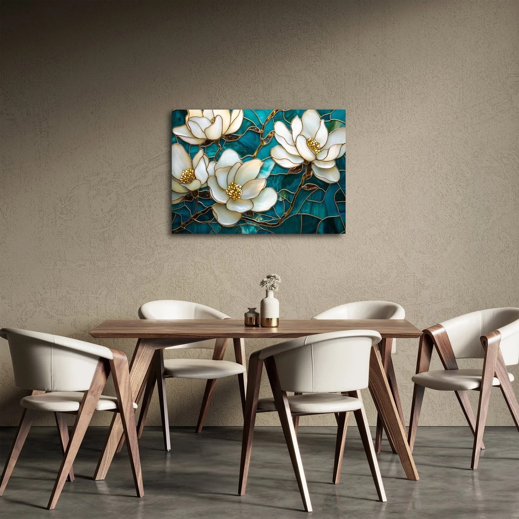 Kép - Ólomüveg magnóliával (70x50 cm)