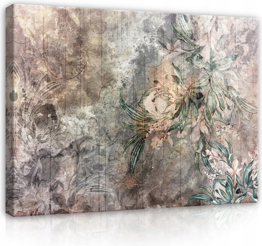 Vászonkép 120x80 Flóra betonon virágok vintage minimalizmus természet beton