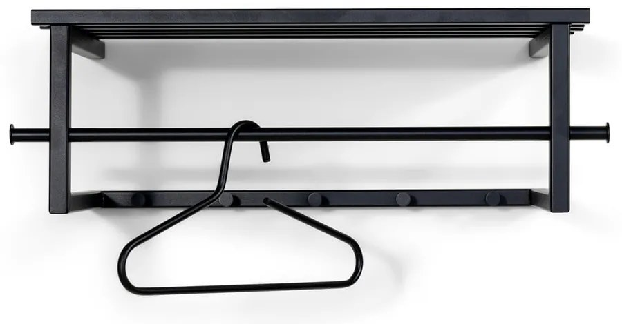 Fekete fém fali fogas polccal 76 cm Marco – Spinder Design