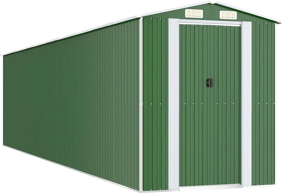 vidaXL zöld horganyzott acél kerti fészer 192x855x223 cm