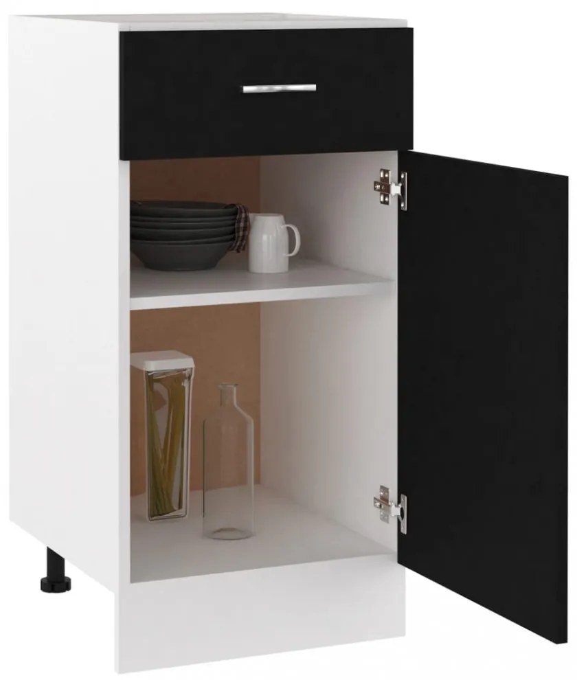 “Lyon” fekete szerelt fa fiókos alsószekrény 40 x 46 x 81,5 cm