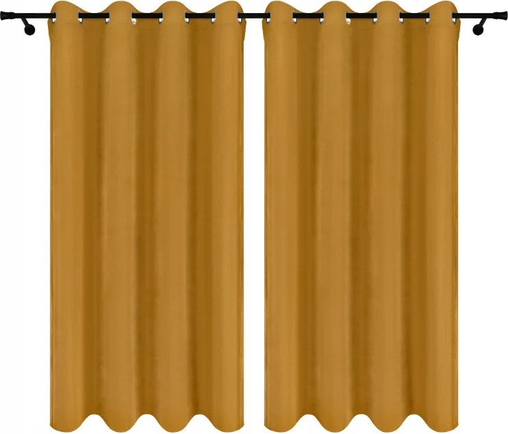 Velúr Függöny Átvezetőkkel 140x250 Mustár Függöny 2 Db