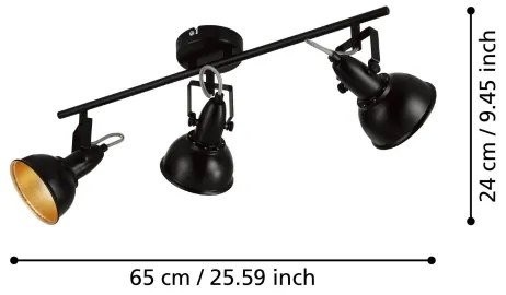 Eglo 75513 - THORNTON spotlámpa 3xE14/28W/230V fekete/arany