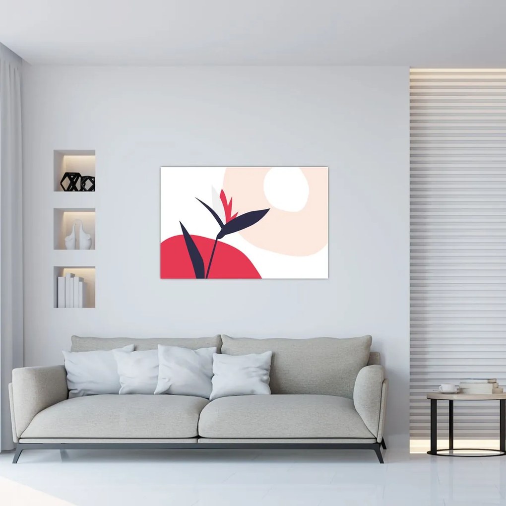 Kép - Rózsaszín virágos absztrakció N⁰1 (90x60 cm)