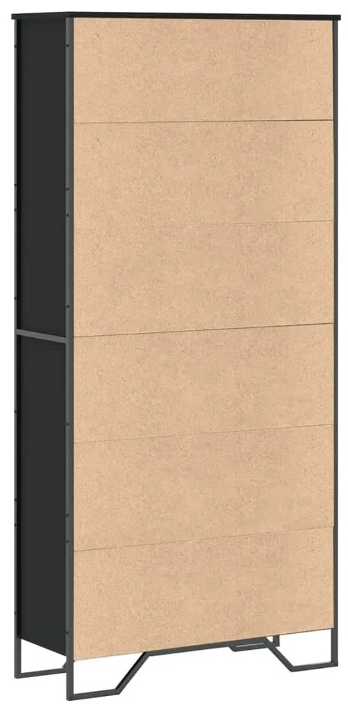 fekete szerelt fa könyvszekrény 80 x 31 x 169 cm