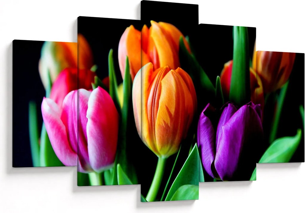 Tulipánok képe fekete alapon (150x105 cm)