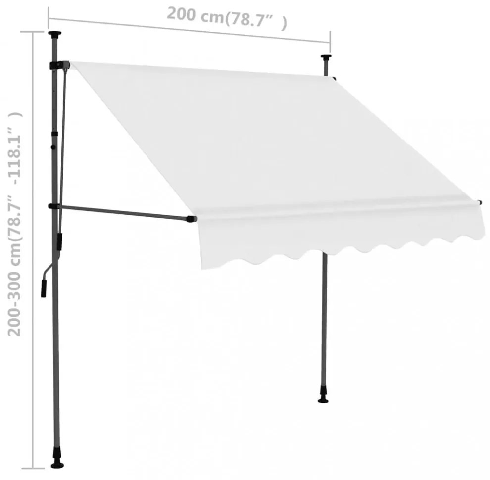 krémszínű kézzel kihúzható LED-es napellenző 200 cm