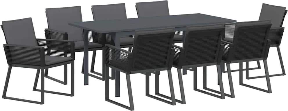vidaXL Kert étkező szett 9 pcs Antracit polirattan