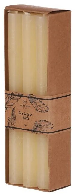 Kúpos gyertya szett, bézs, 6 db, paraffin