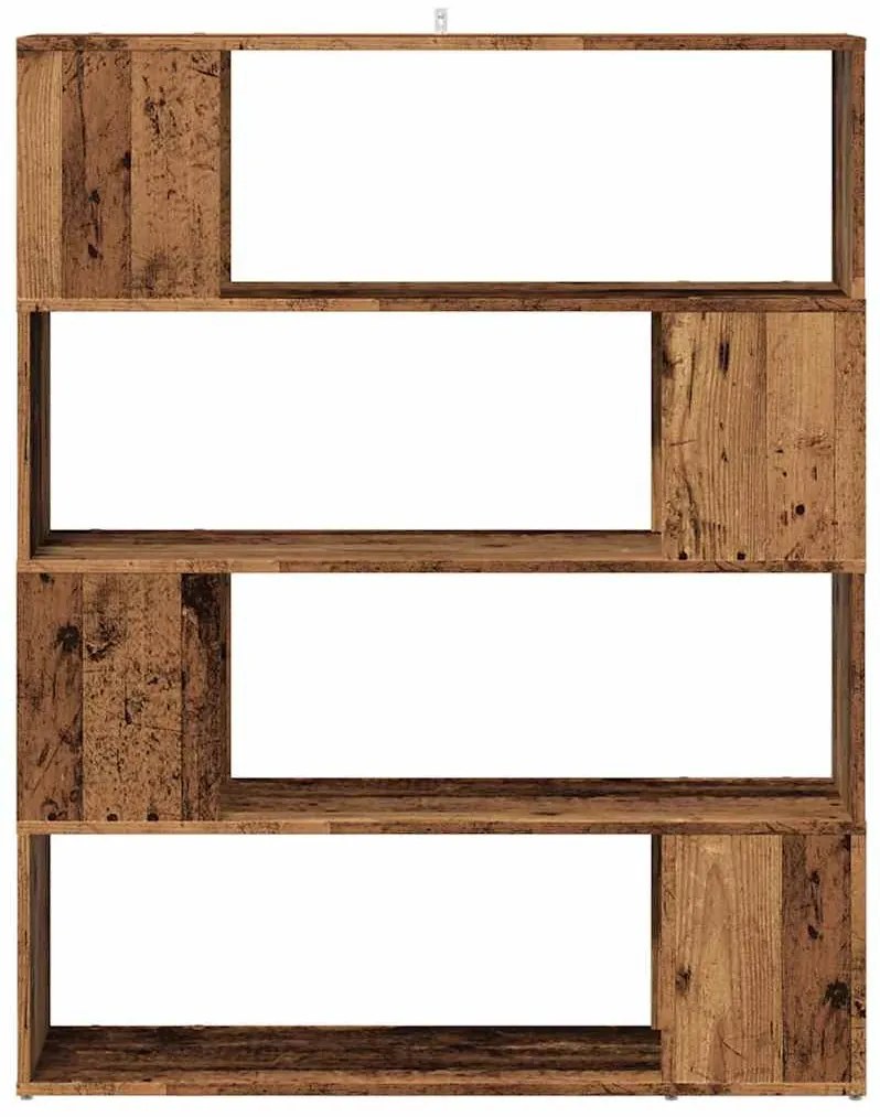 antik fa színű térelválasztó könyvszekrény 100x24x124,5 cm