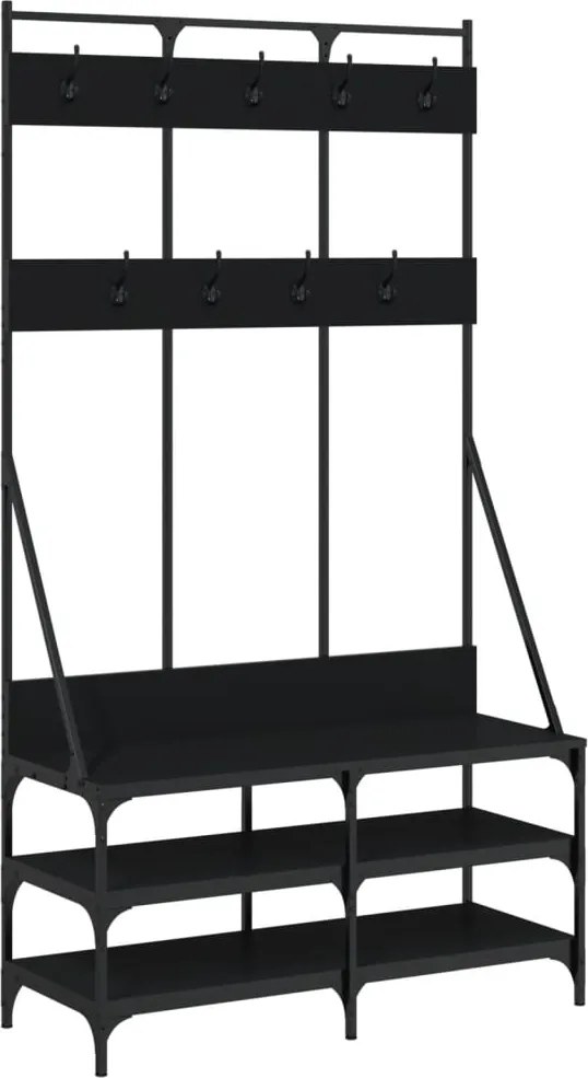 vidaXL fekete ruhafogas cipőpolccal 100x40x184 cm